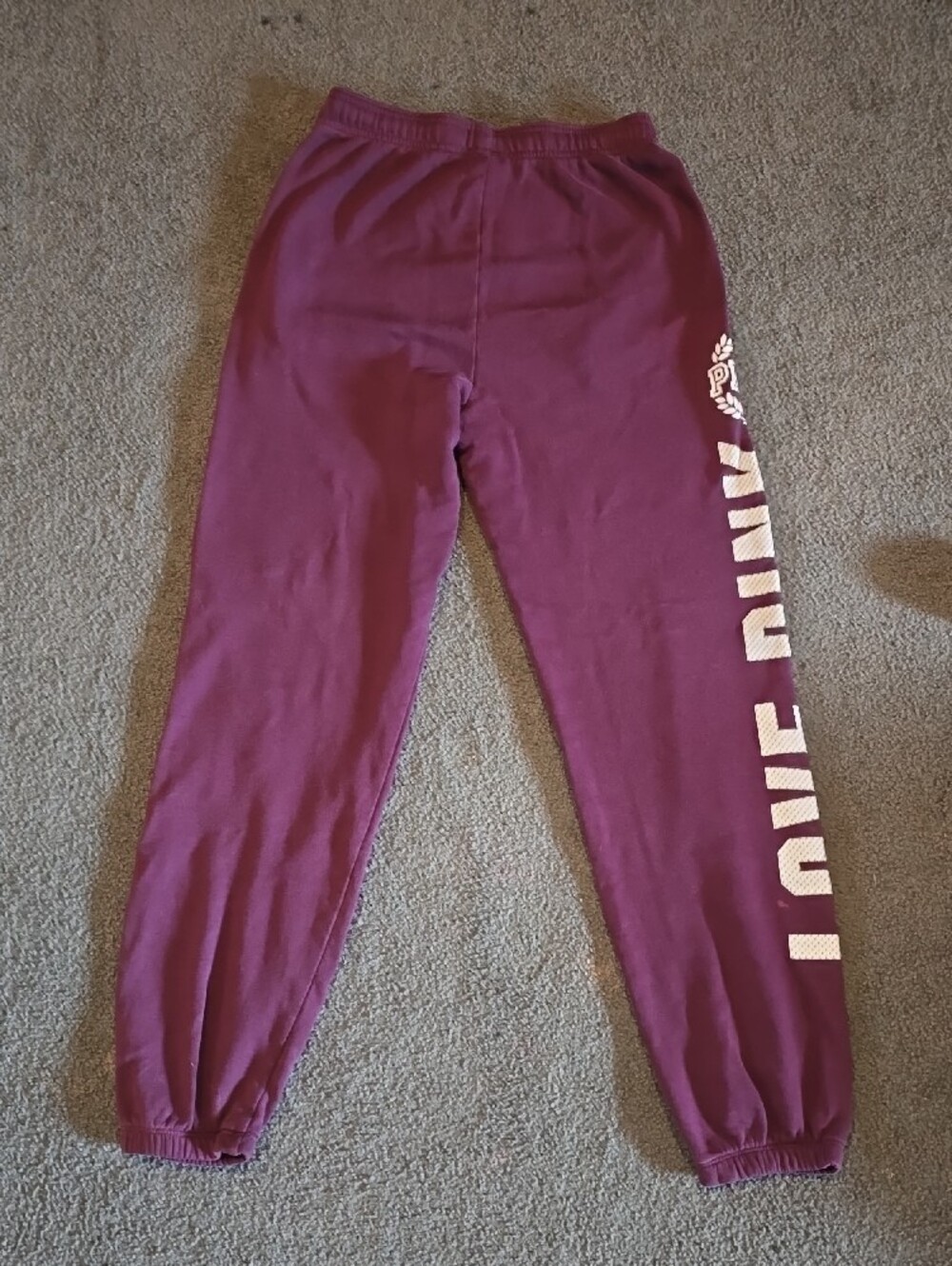 PINK Victoria's Secret Maroon Track Joggers with White Logo - Picture 4 of 6